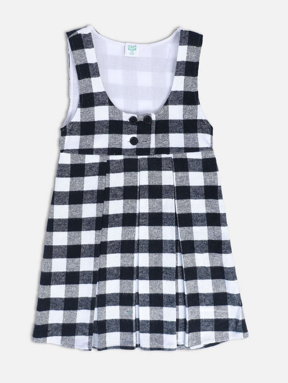 girls round neck check printed dungaree - 21186991 - Standard Image - 3