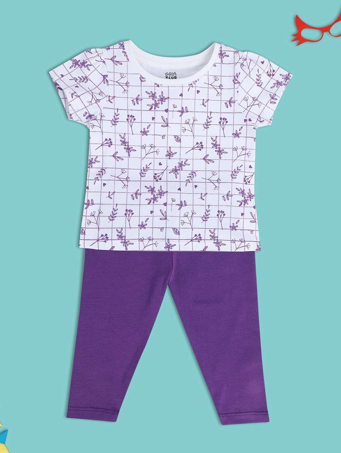 kids printed full length twin set