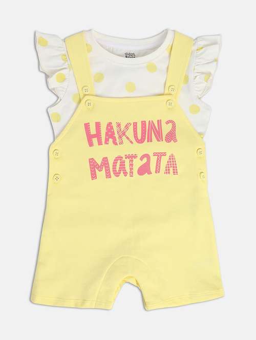 kids cotton dungaree twin set - 21187017 -  Standard Image - 0
