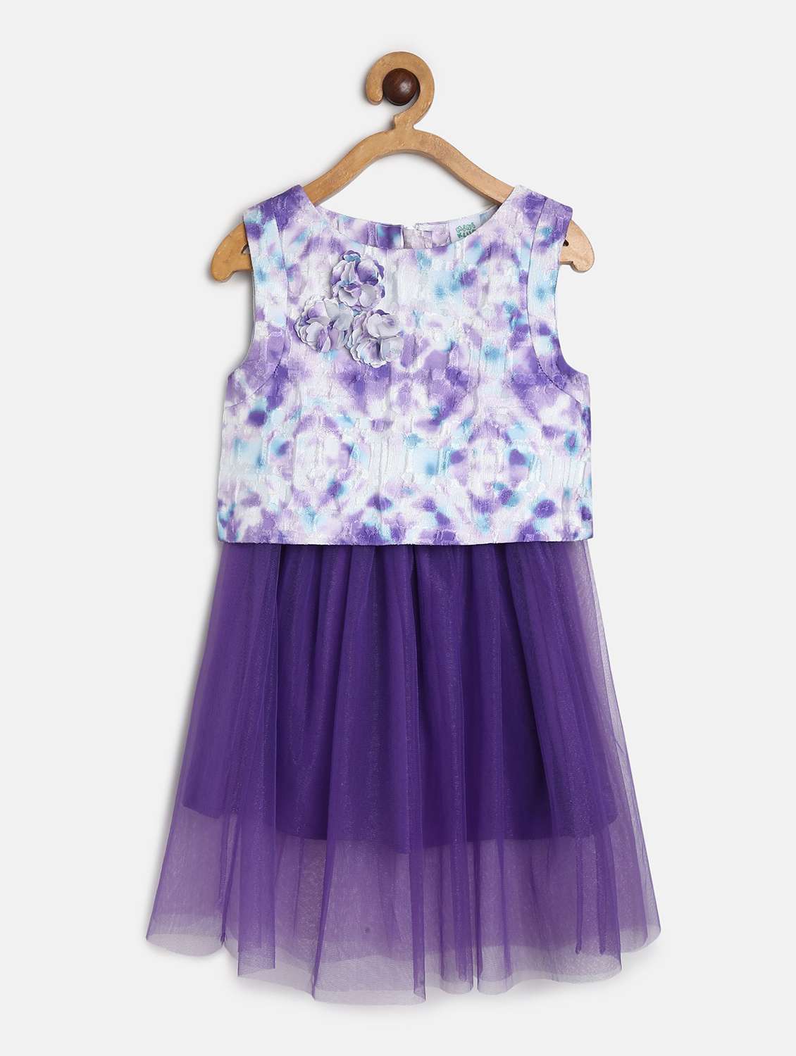 purple round neck sleeveless frock - 21187033 -  Zoom Image - 0