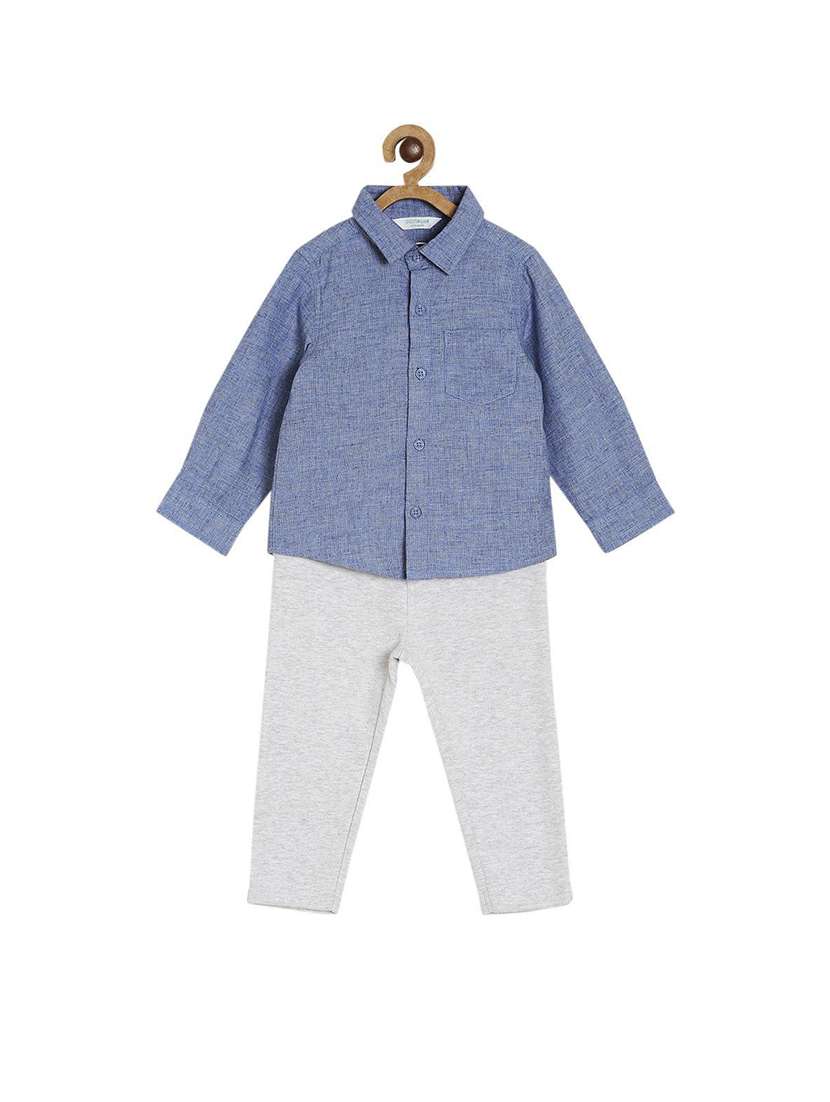 blue cotton full length sets twin & dungree - 21187391 -  Zoom Image - 0