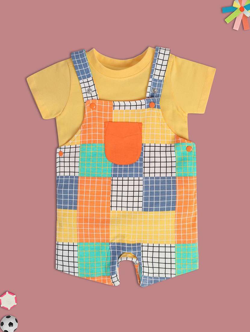 orange cotton blend dungaree set