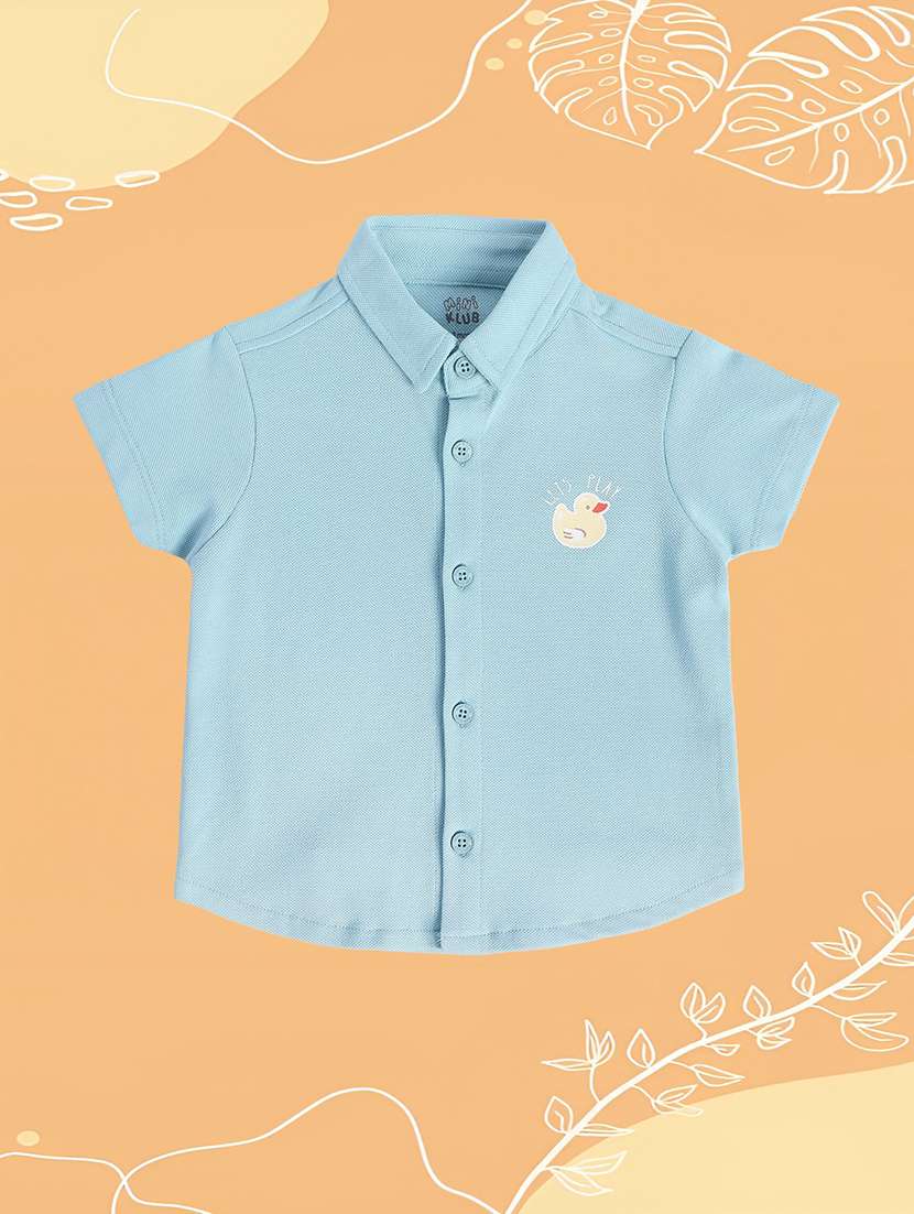 light blue cotton blend shirt