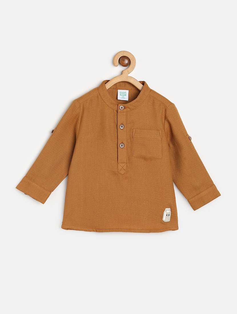solid brown cotton shirt - 21188307 - Zoom Image - 0