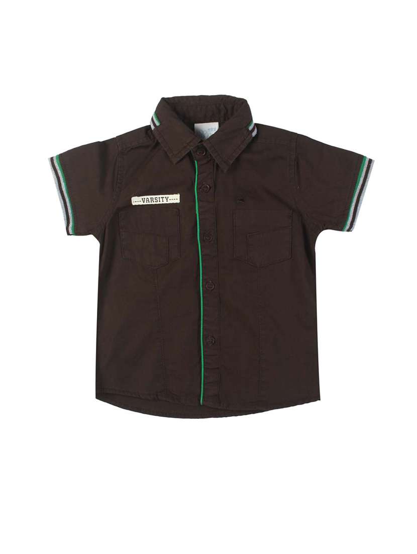 brown cotton blend shirt - 21188341 -  Zoom Image - 0