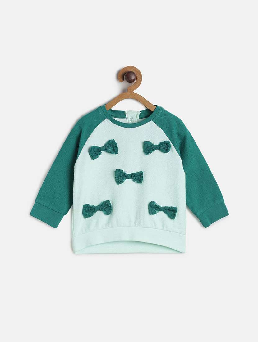 green cotton front print sweatshirt