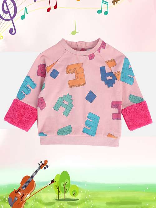 pink cotton front print sweatshirt - 21188500 - Standard Image - 0