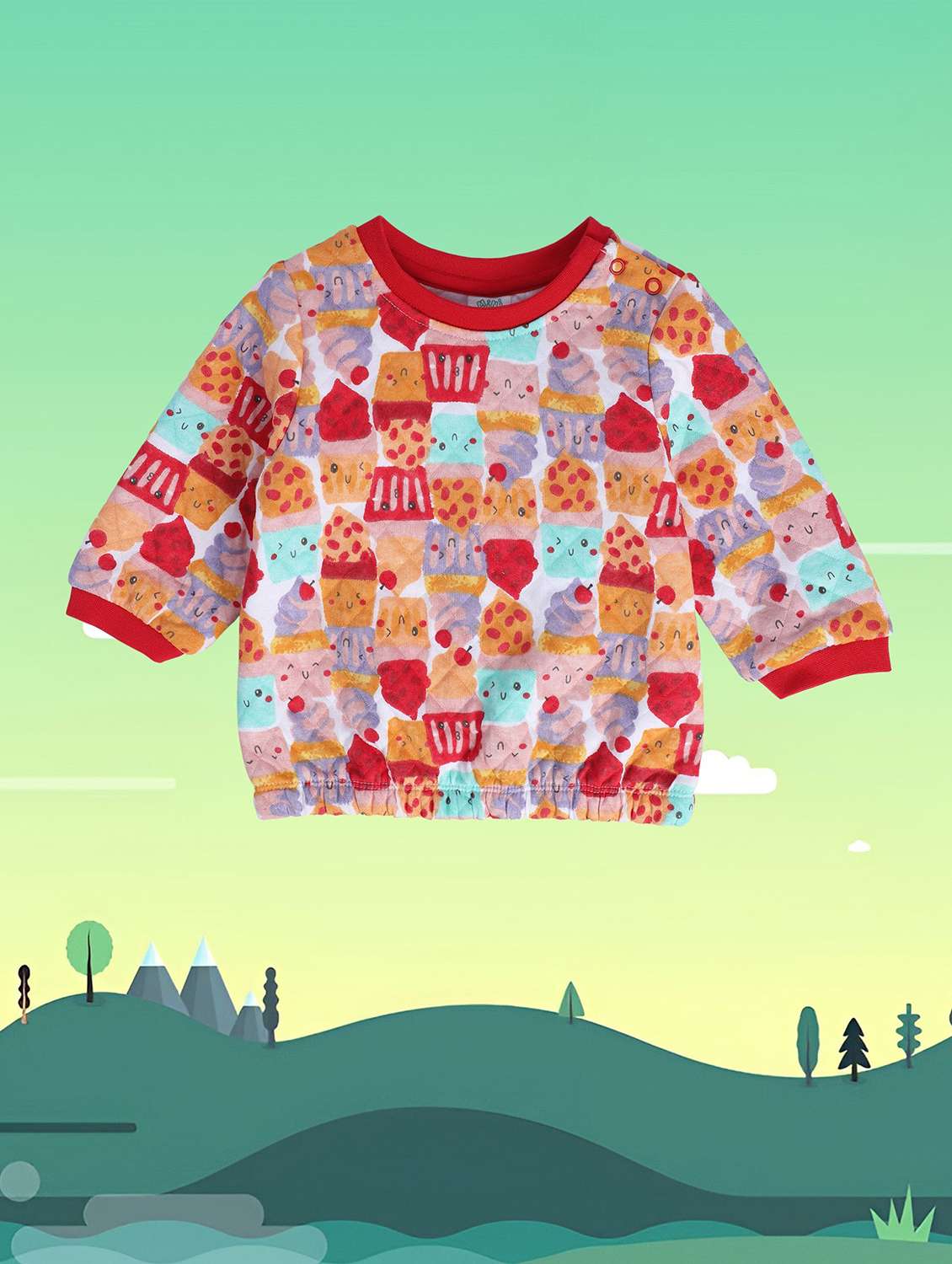 white cotton all over printed sweatshirt