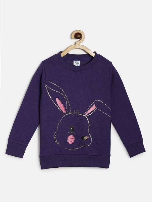purple cotton front print sweatshirt - 21188503 - Standard Image - 0