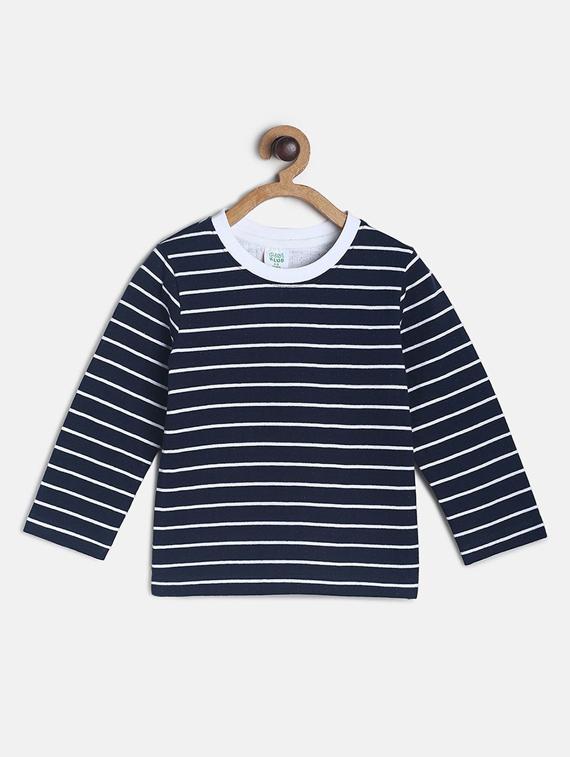 kids round neck stripes printed t-shirt - 21188693 -  Zoom Image - 0