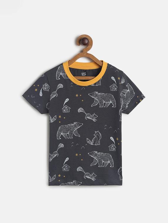 kids round neck printed t-shirt - 21188800 - Zoom Image - 0