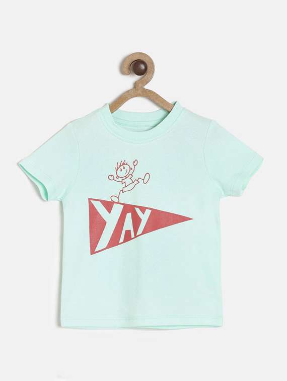 kids round neck typographic printed t-shirt - 21189016 -  Zoom Image - 0