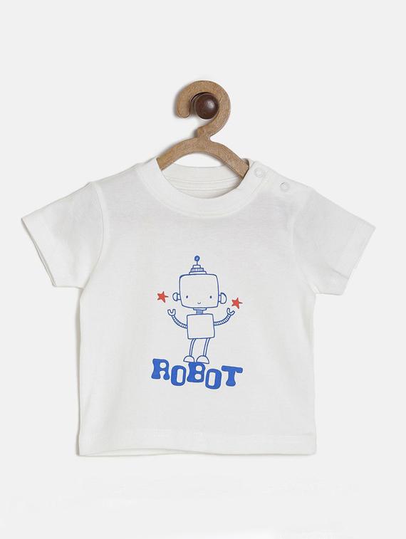kids front print cotton blend t-shirt - 21189301 -  Zoom Image - 0