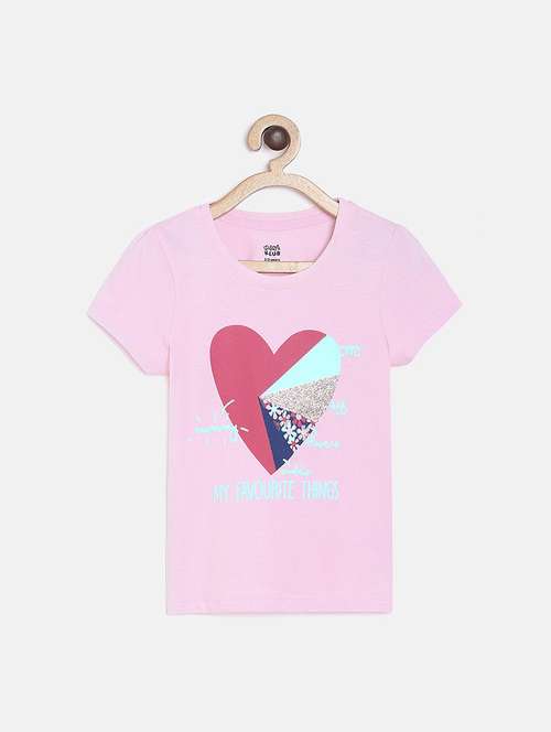 pink cotton front print tee - 21191193 - Standard Image - 0