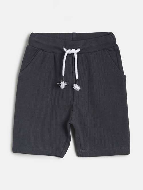 kids solid mid rise shorts - 21191311 - Standard Image - 0