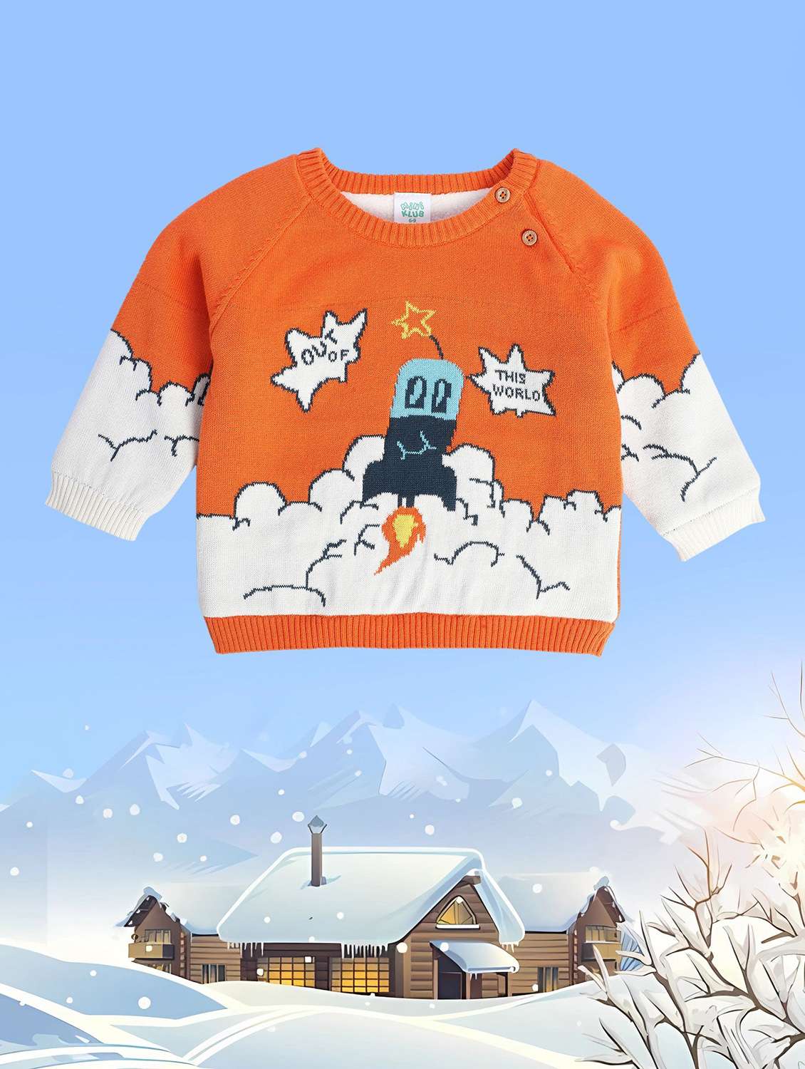 orange colored cotton blend sweater - 21192325 -  Zoom Image - 0