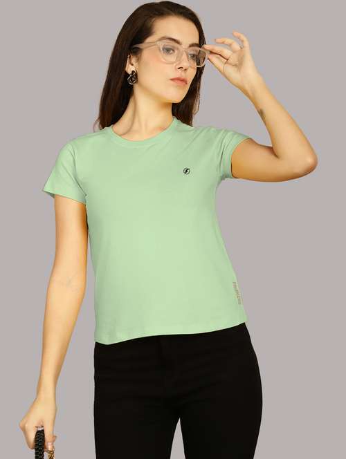sea green cotton regular tshirt