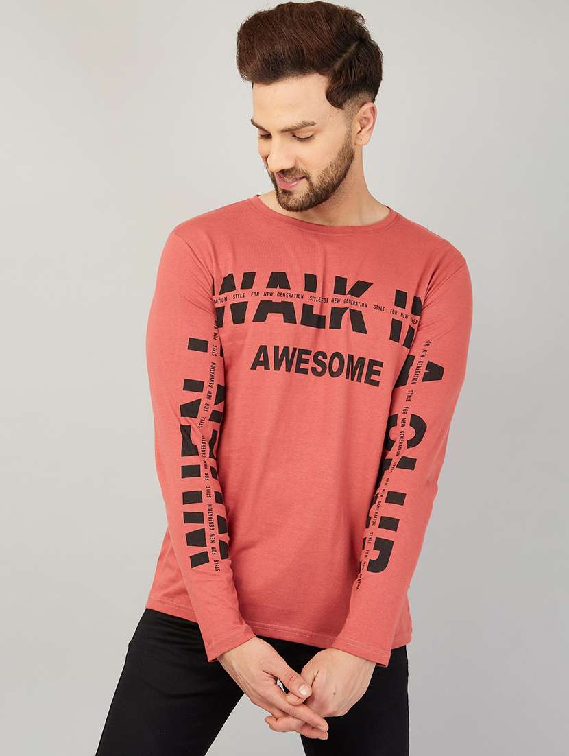 pink cotton front print t-shirt - 21194056 - Zoom Image - 0