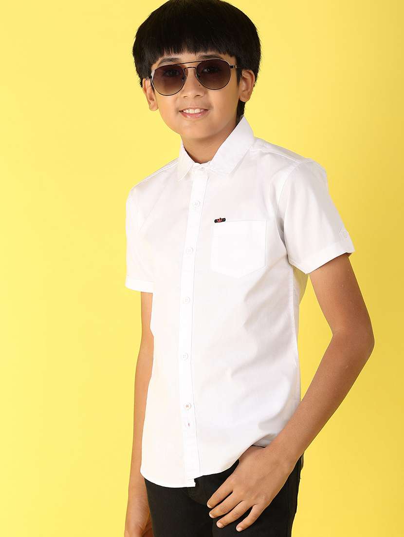 boys white solids cotton shirt - 21194940 -  Standard Image - 3