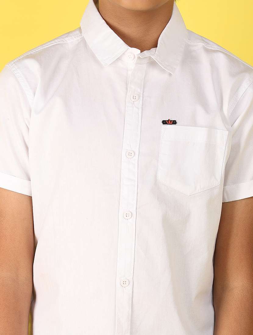 boys white solids cotton shirt - 21194940 -  Standard Image - 5