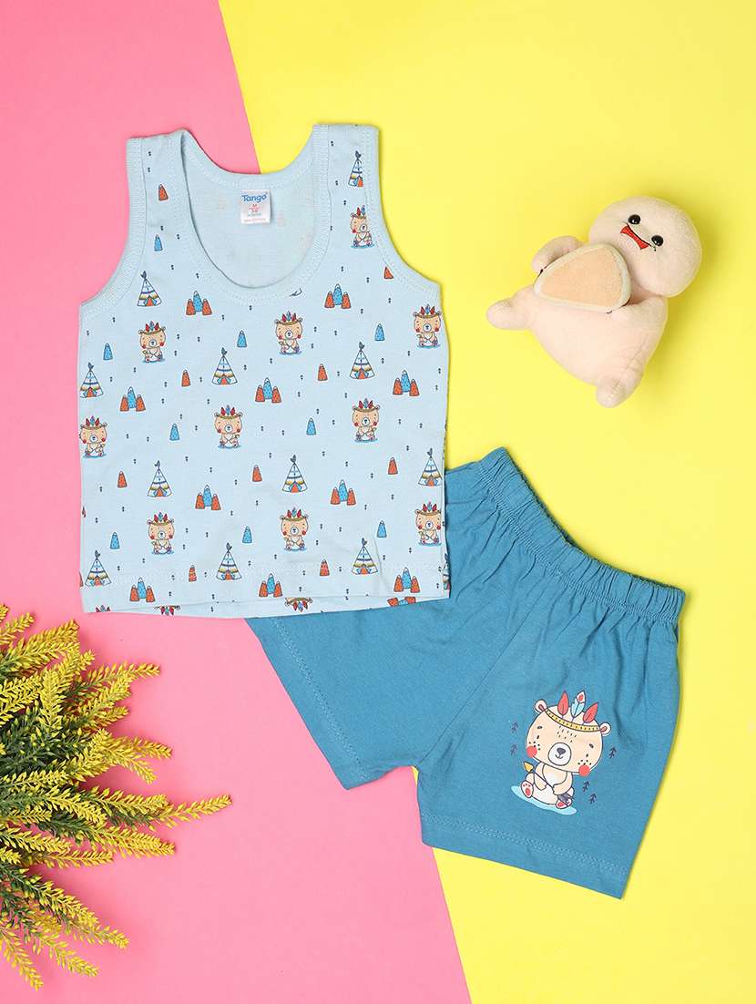 boys printed vest & shorts sets
