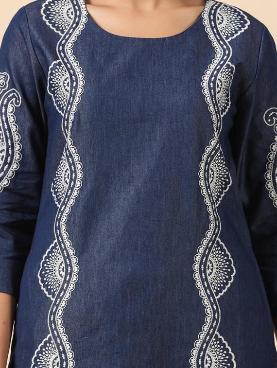 women three quarter sleeve straight kurta - 21195479 - Standard Image - 3