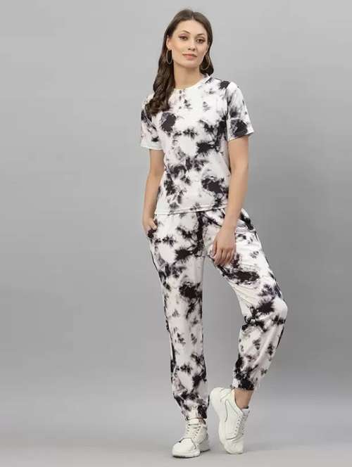 white lycra t-shirt & jogger co-ord set - 21198219 - Standard Image - 0