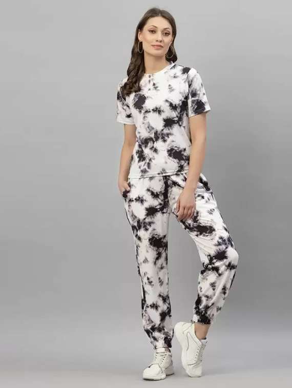 white lycra t-shirt & jogger co-ord set - 21198219 - Zoom Image - 0