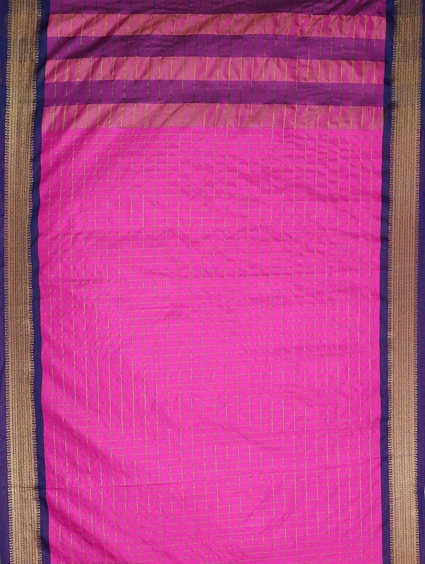 women checkered handloom saree with blouse - 21217638 - Standard Image - 3