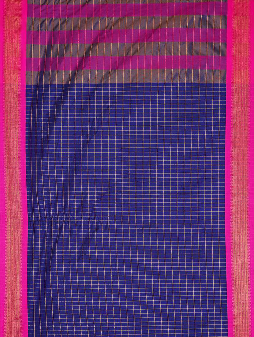 women checkered handloom saree with blouse - 21217640 -  Standard Image - 3