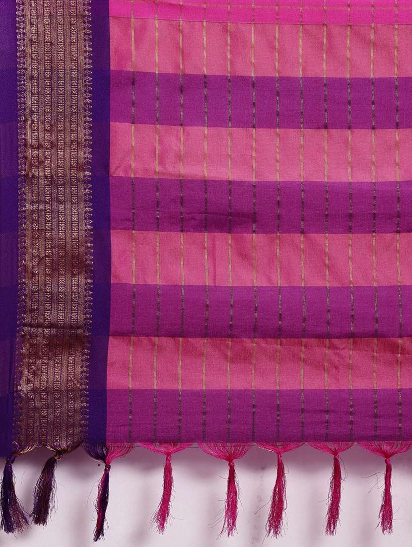 women checkered handloom saree with blouse - 21219814 -  Standard Image - 3