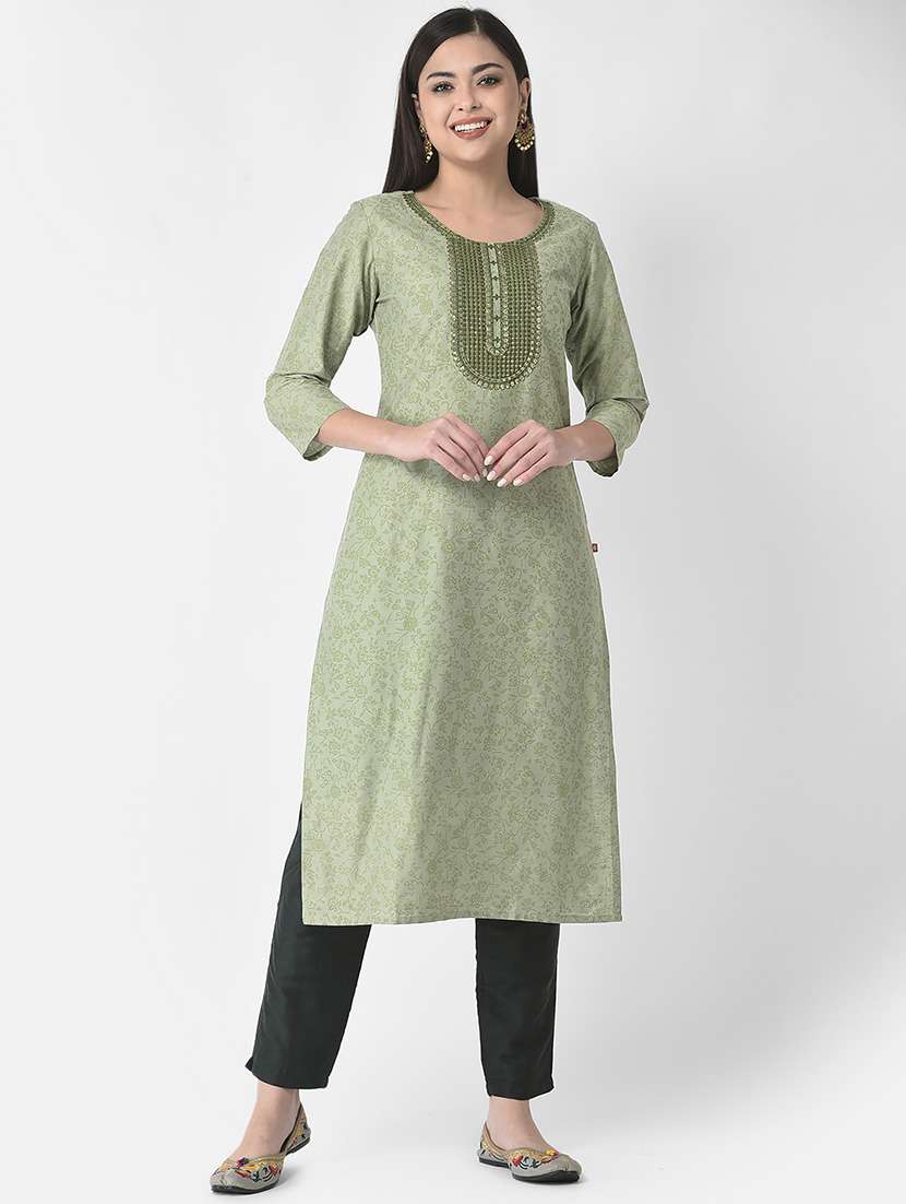 women three quarter sleeve straight kurta
