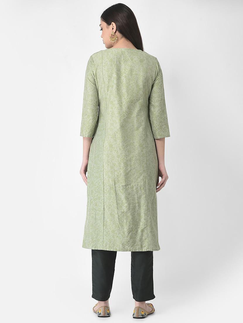 women three quarter sleeve straight kurta - 21219839 - Standard Image - 3