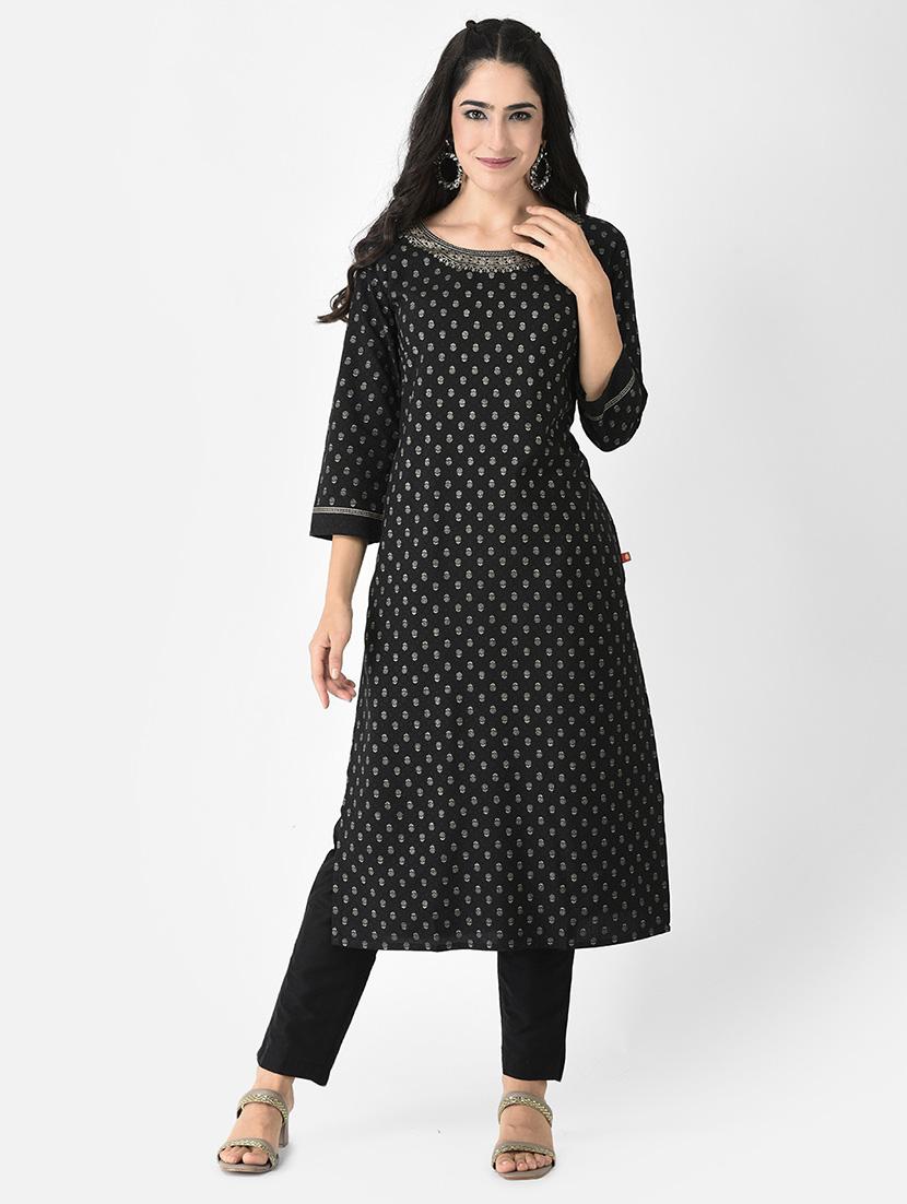 women three quarter sleeve straight kurta