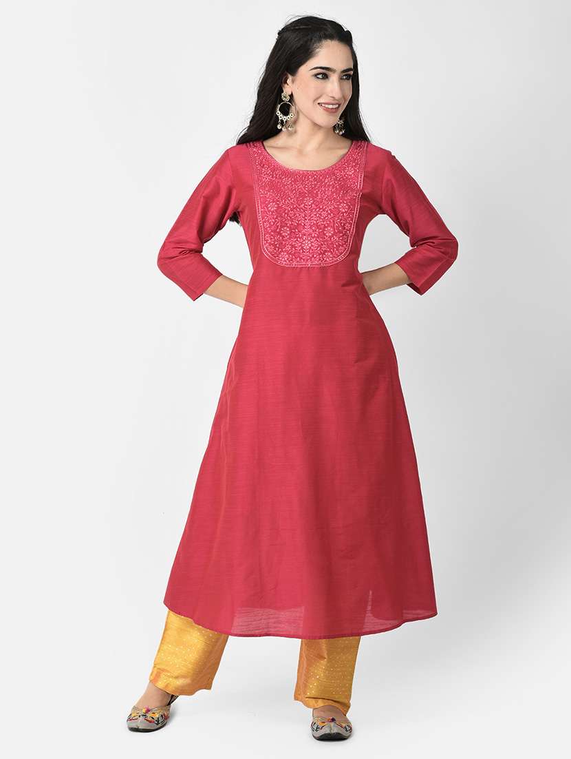 women three quarter sleeve a-line kurta