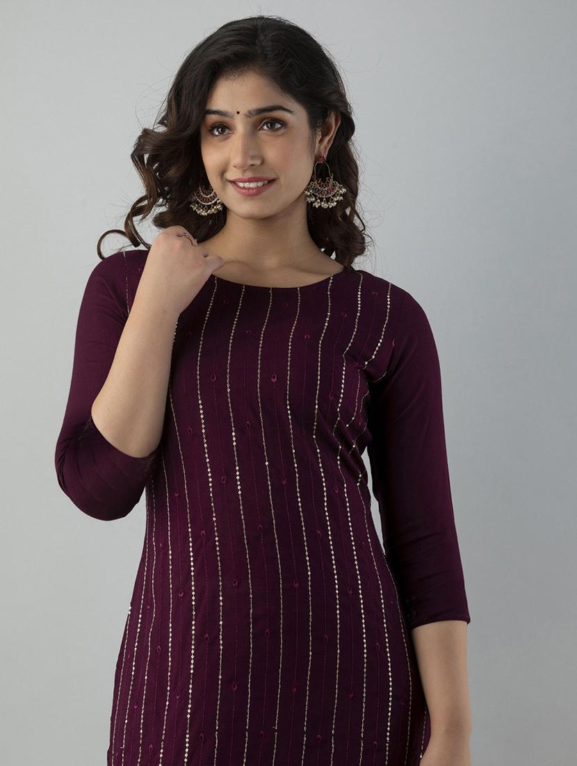 red rayon straight kurta - 21219885 - Standard Image - 3