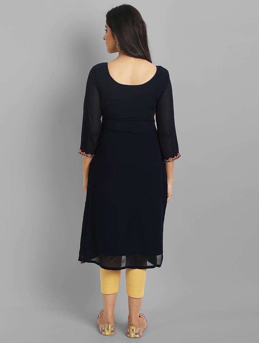 women three quarter sleeve straight kurta - 21219912 -  Standard Image - 3