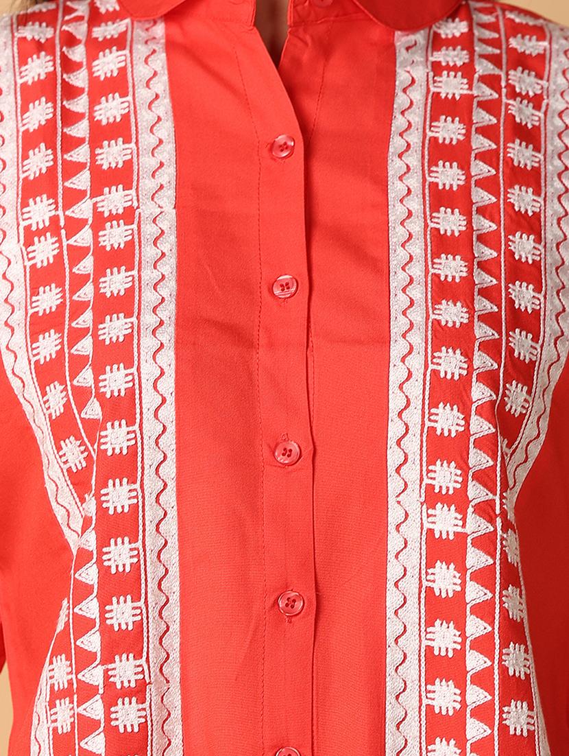 women red cotton regular top - 21220895 - Standard Image - 5