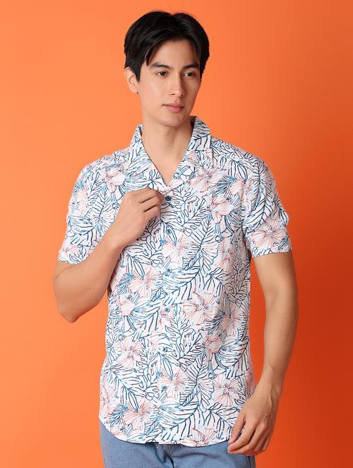 men floral printed short sleeve casual shirt - 21220916 - Standard Image - 0