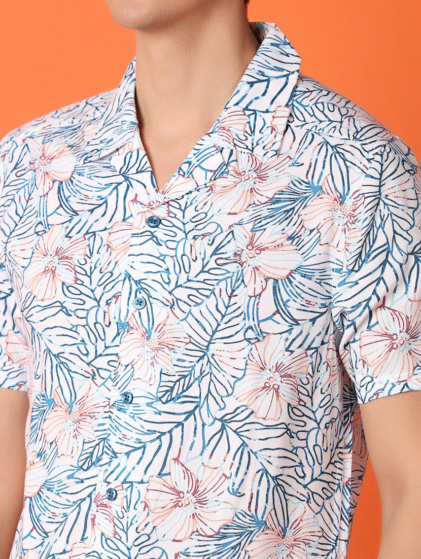 men floral printed short sleeve casual shirt - 21220916 - Standard Image - 5
