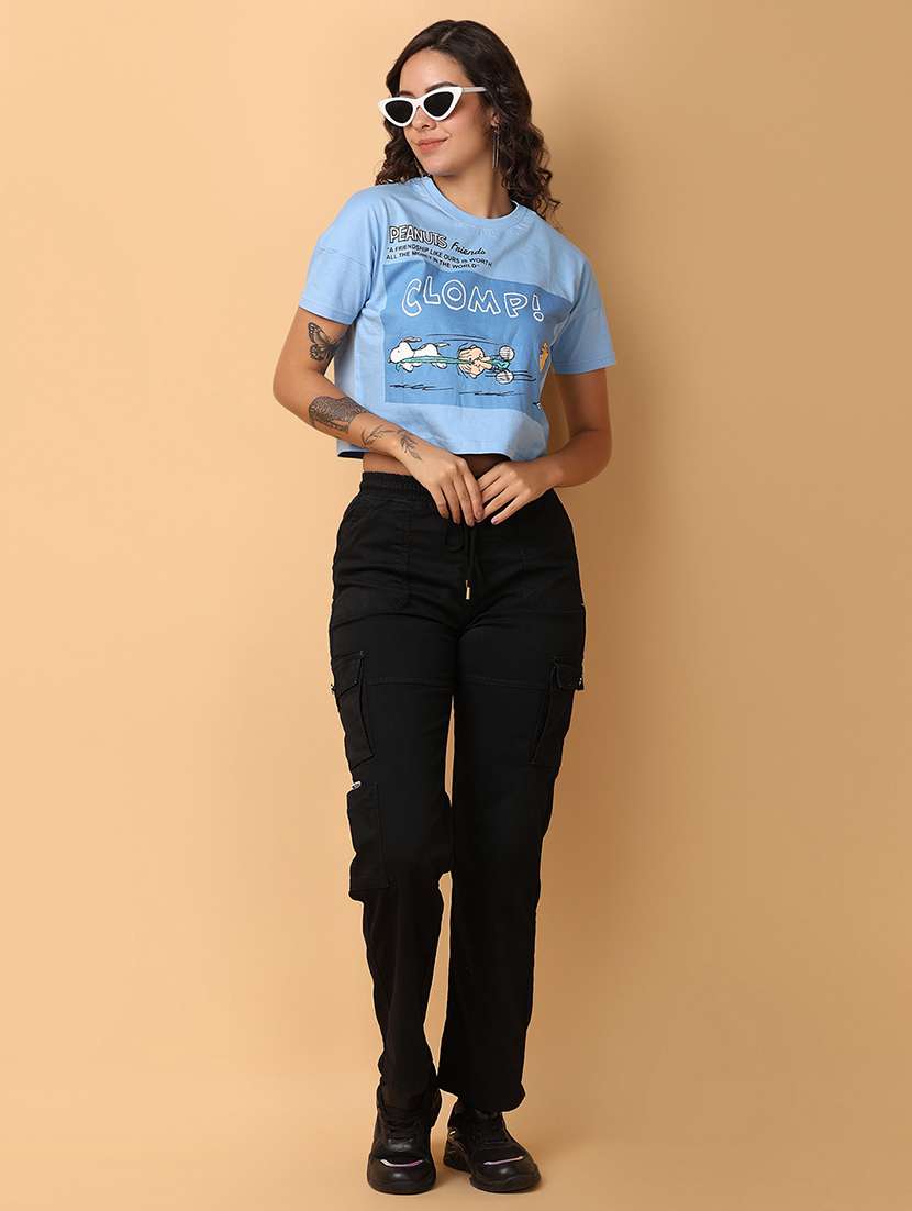 women blue cotton regular t-shirt - 21220966 -  Standard Image - 5