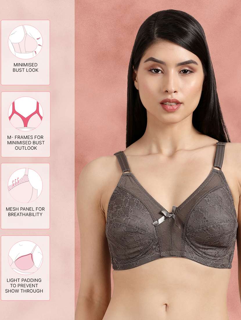 grey lace minimizer bra - 21221079 - Standard Image - 3