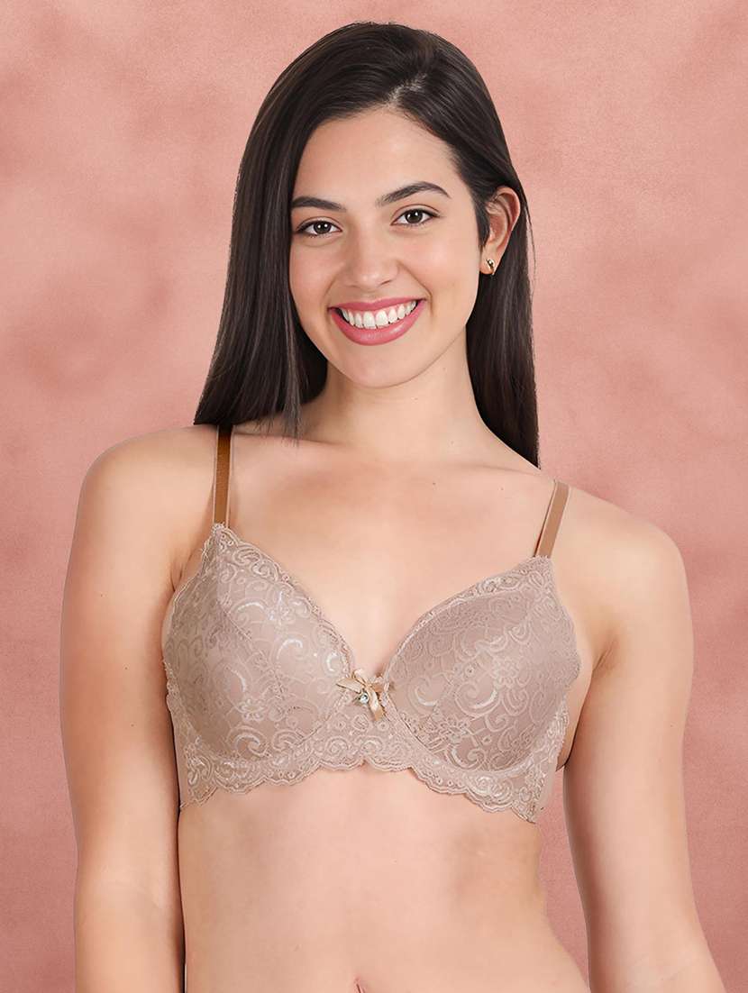 taupe nylon push up bra