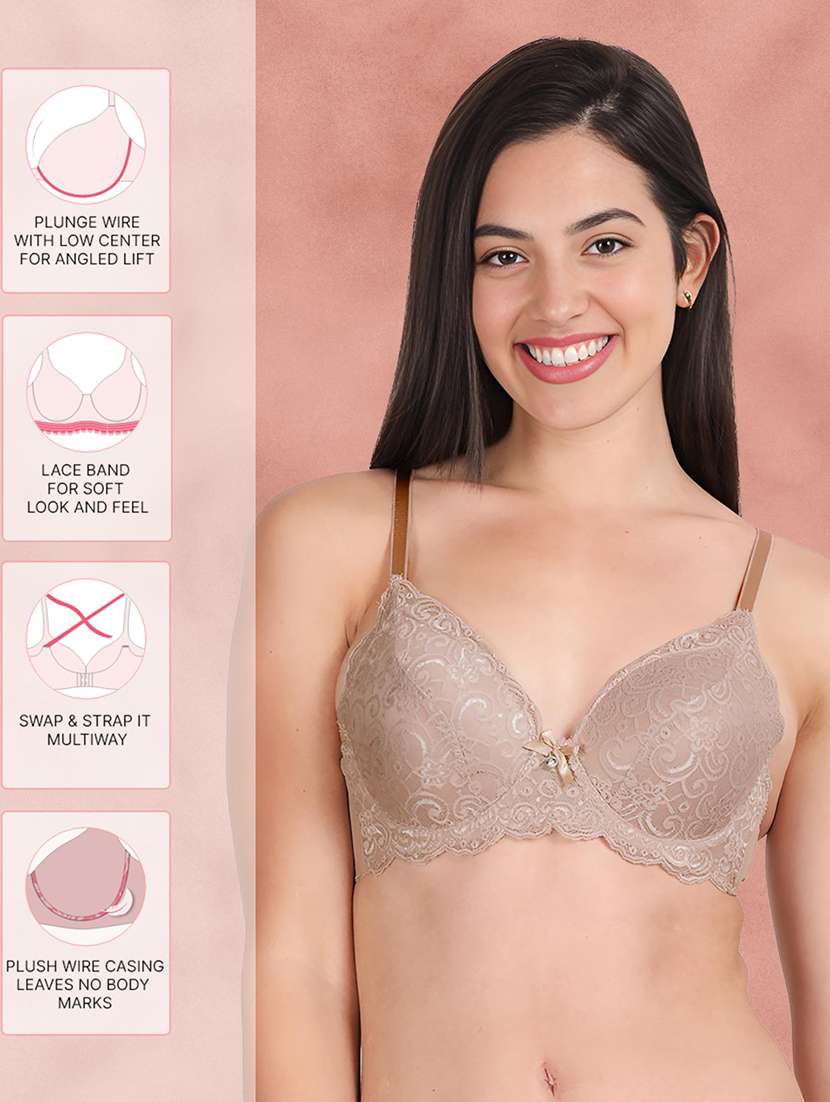 taupe nylon push up bra - 21221091 -  Standard Image - 3