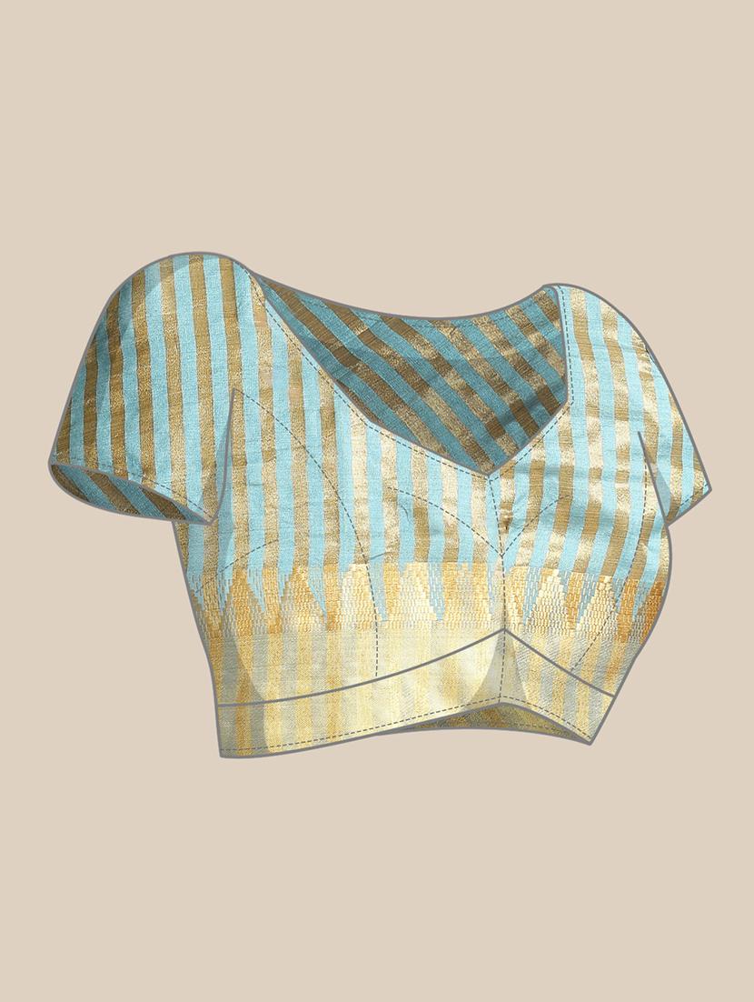 light blue embroidered saree with blouse - 21221237 - Standard Image - 3