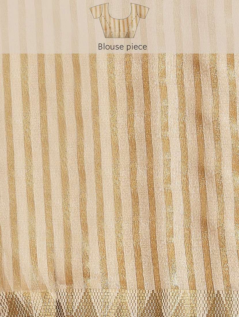 cream assam silk embroidered saree with blouse - 21221238 -  Standard Image - 3