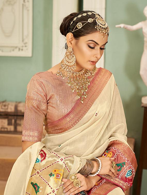 off white embroidered saree - 21221243 - Standard Image - 3