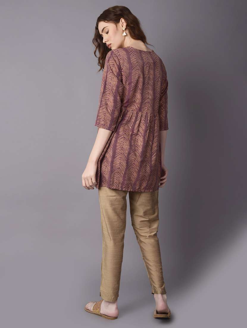 women maroon round neck flared kurti - 21221340 - Standard Image - 3