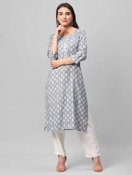 women three quarter sleeve straight kurta - 21221478 -  Standard Image - 0
