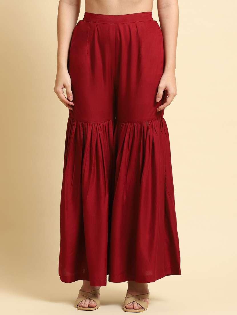 maroon kurta sharara set - 21221483 -  Standard Image - 5